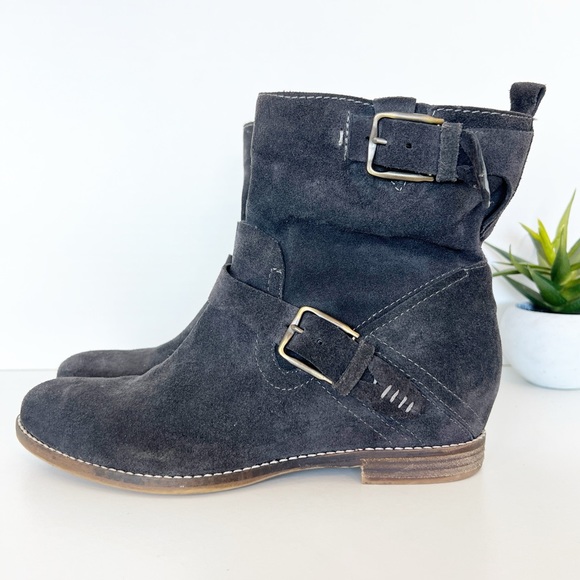 ✖️SOLD✖️•DOLCE VITA• Anthro Gray Suede Presley Moto Ankle Boot - Picture 3 of 12